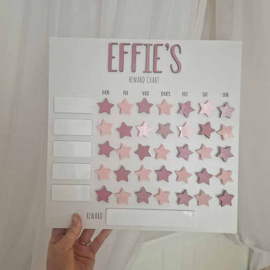 Kids Personalised Reusable Wooden Star Reward Chart