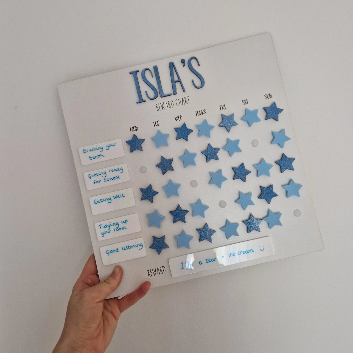 Kids Personalised Reusable Wooden Star Reward Chart