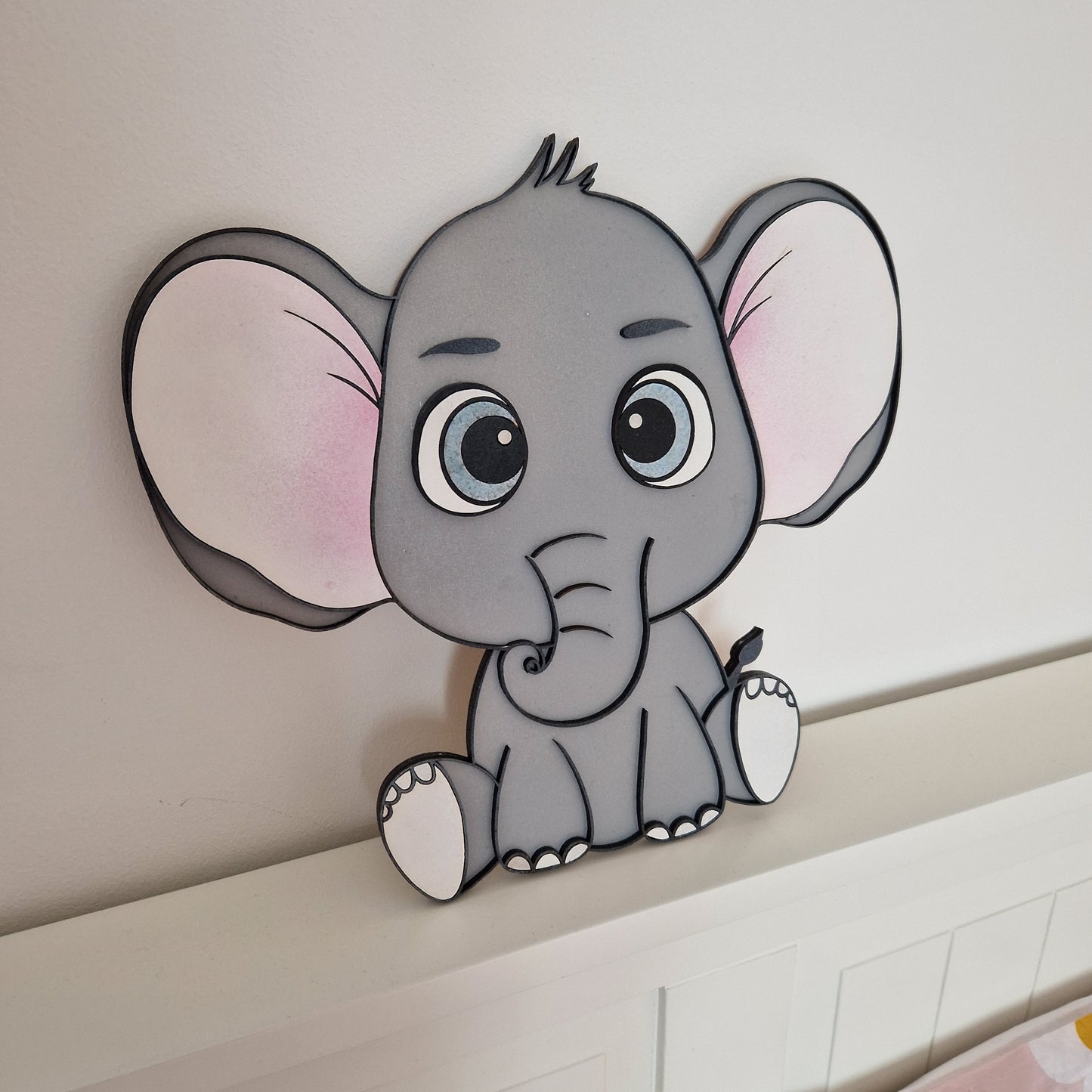 Laser cut wooden elephant room decor