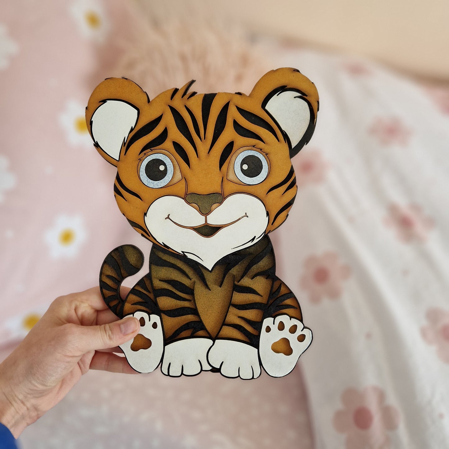 Cute tiger wooden wall hanging