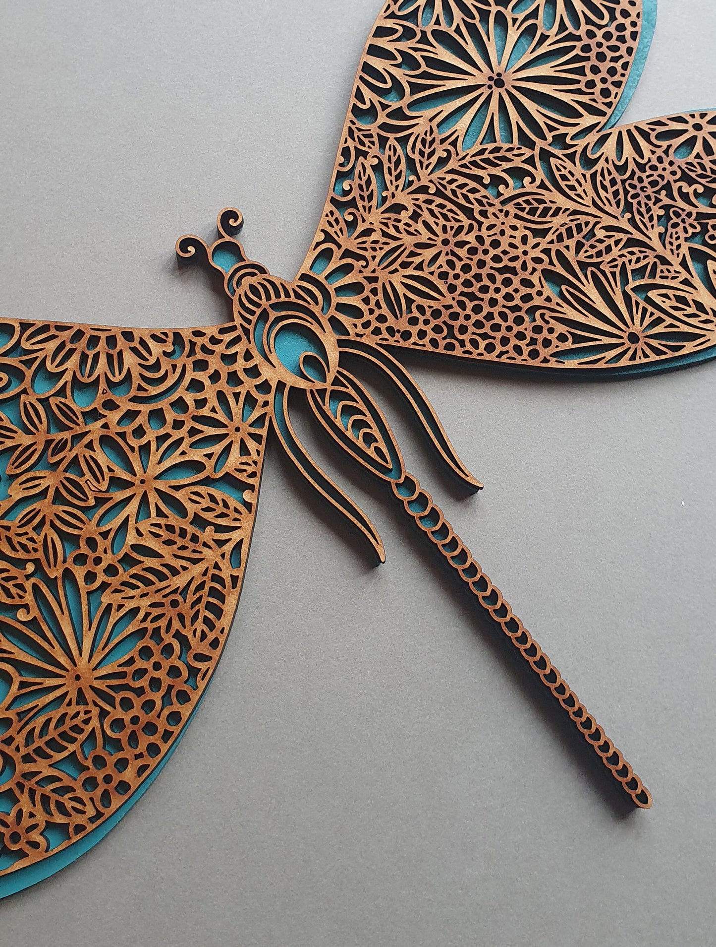 Laser Cut dragonfly wall art, 2 layers with intricate details and optional personalisation.