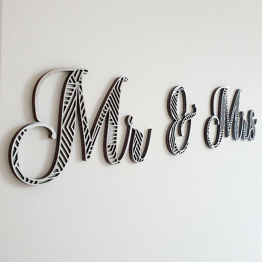 Mr & Mrs wall art, 2 layer, custom name art, wedding wall art, wedding decor, wedding decorations